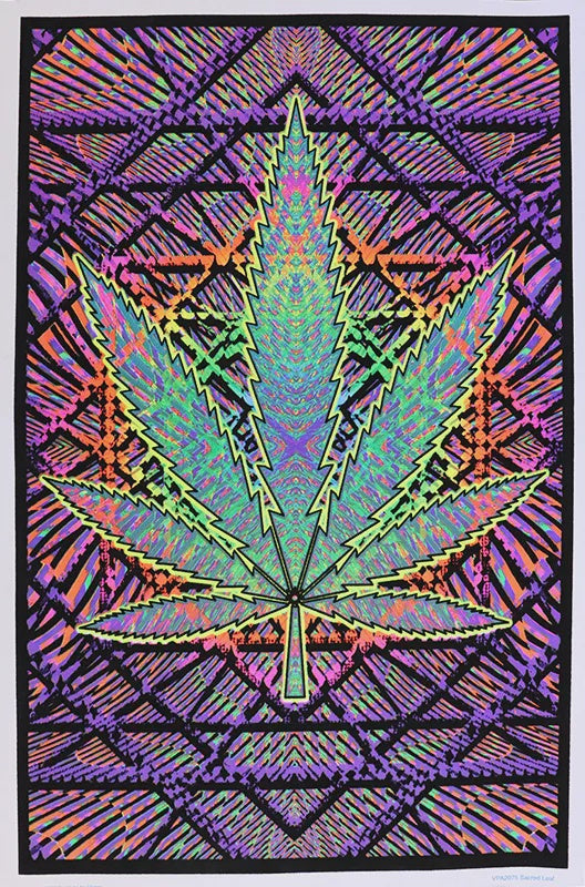 Sacred Leaf Flocked Blacklight Poster BL2C9