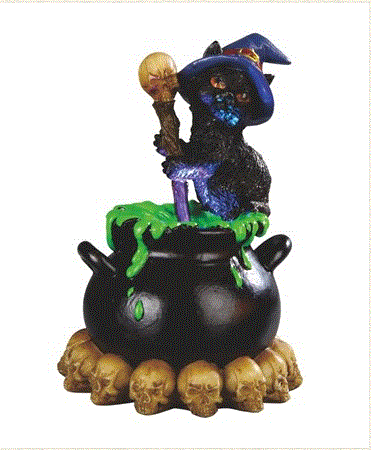 GSC - Cat w/Cauldron Potion Statue & LED 54664