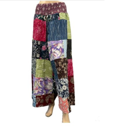 Cotton Patchwork Flare Pants