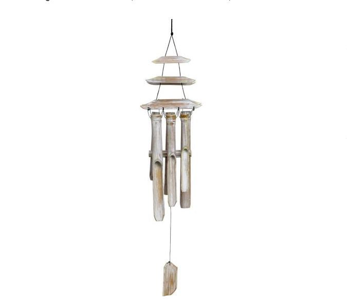 Bamboo Windchime White Washed Pagoda