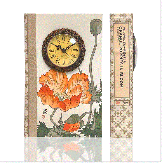 Orange Poppies in Bloom w/Clock BK-10