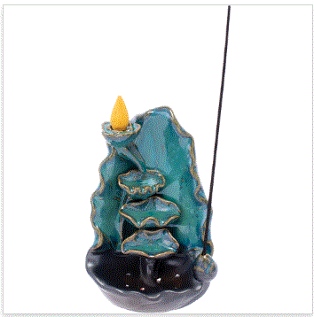 Fujima - 6.7in Ceramic Blue Waterfall Backflow Cone Burner