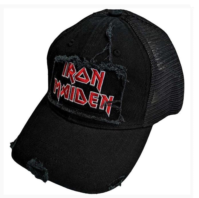 Iron Maiden Unisex Mesh Back Cap - Scuffed Logo (Black)