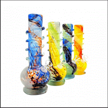 10" Lifted Bubble Base Color Streak & Dot Soft Glass Water Pipe