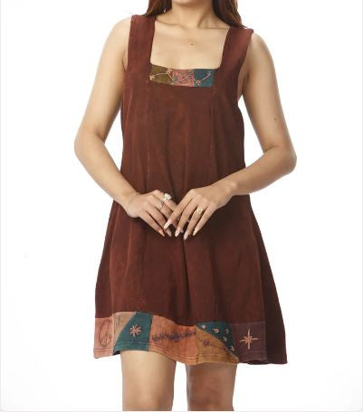 Cotton Mini Dress w/Hand Embroidery