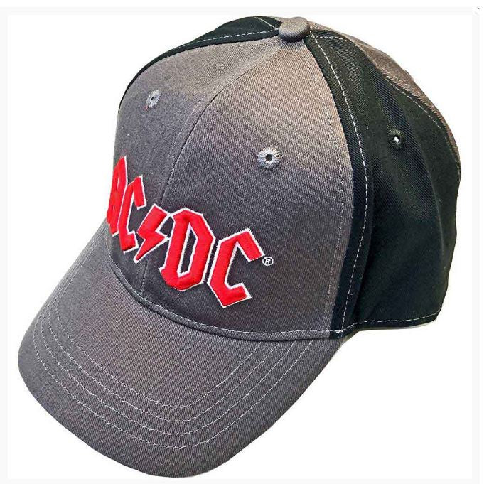 AC/DC Unisex Baseball Cap - Red Logo (Charcoal Grey & Black) (2-Tone)