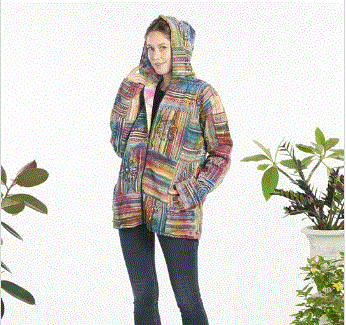 Tie Dye L-Sleeve Floral Zip Up Hoodie-Jacket