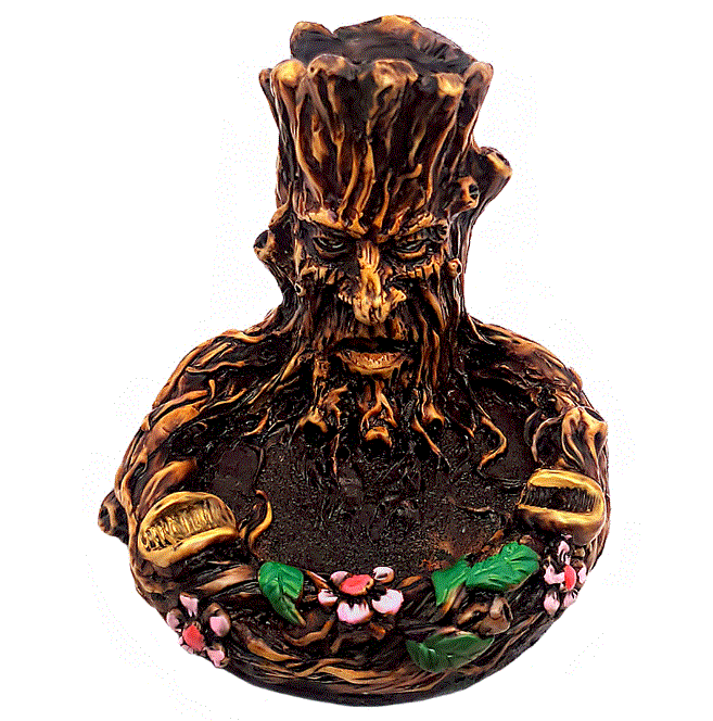 Tree Stump Man Figurine Round Ash Tray