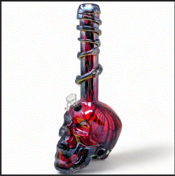 14" Electro Plated Skull Base Wrap Neck Soft Glass Water Pipe