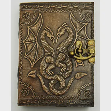 Double Dragon Antique Finish Embossed Leather Journal 3379