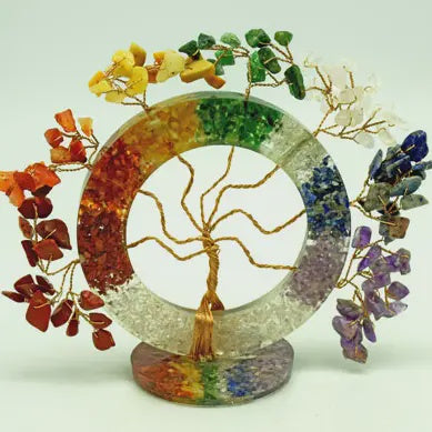 Tree of Life Design Surrounded By Chakra Crystals