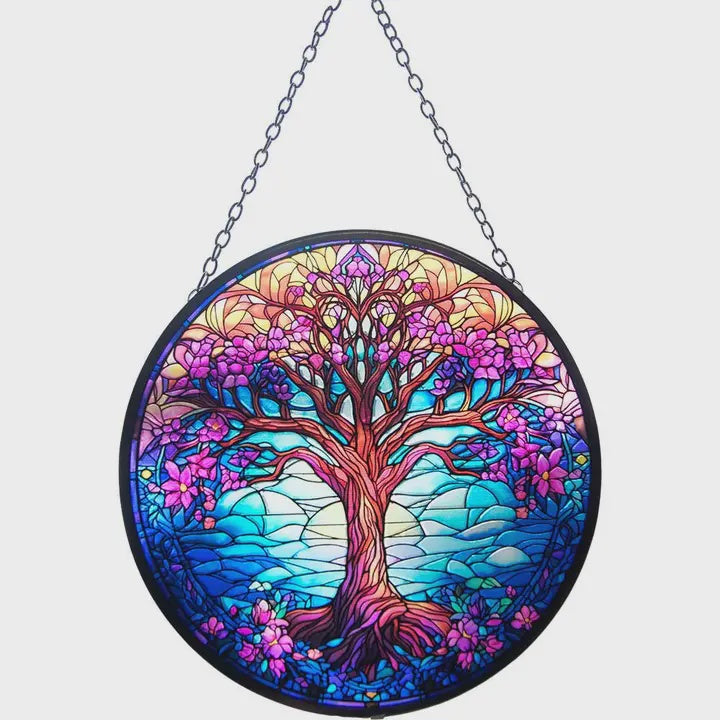 Glass Suncatcher 6in - Colorful Tree of Life