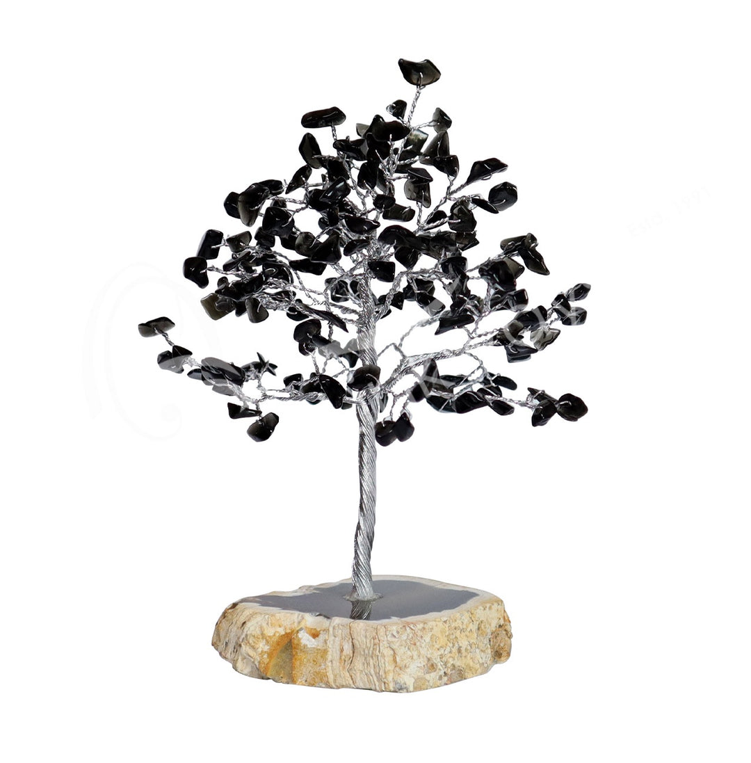 Black Obsidian Gem Tree w/Agate Base
