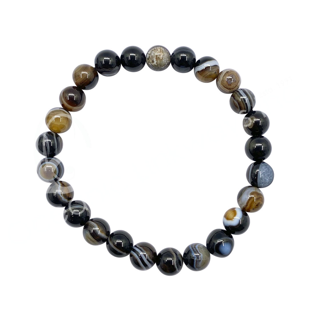 Black Striped Onyx Beaded Bracelet