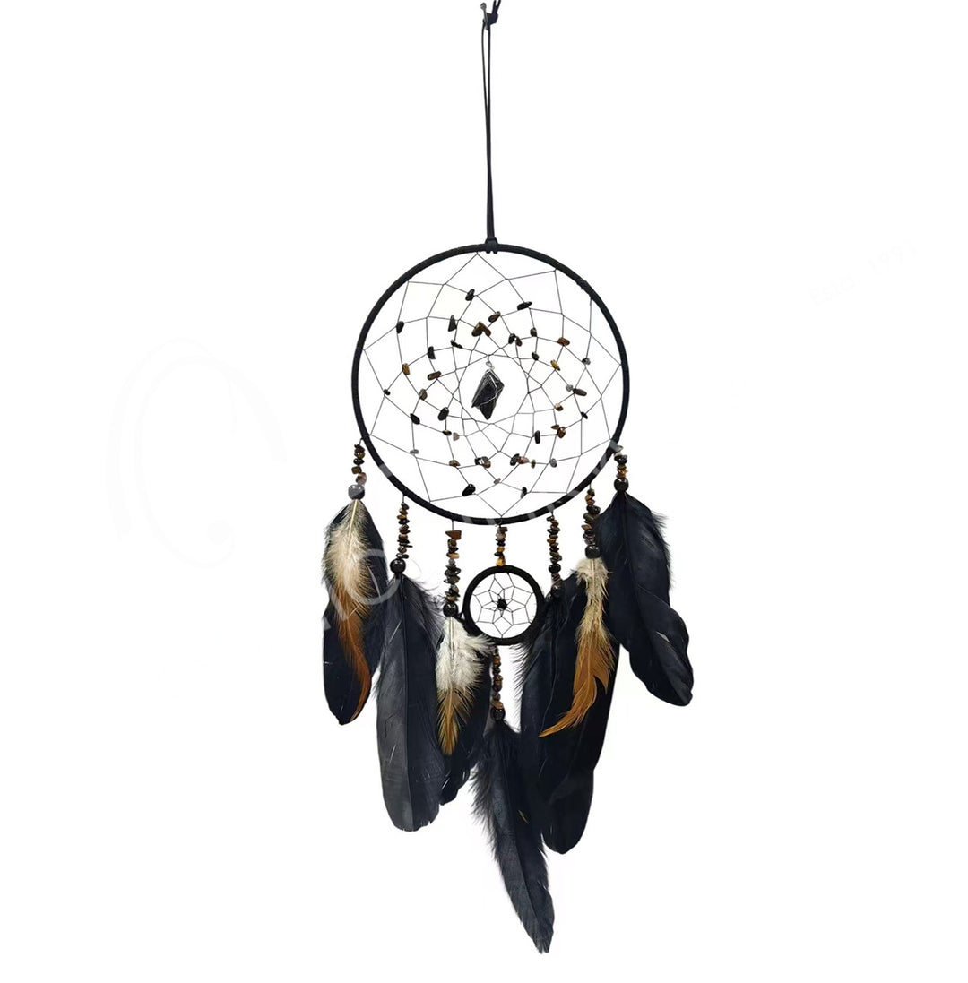 Black Obsidian & Tigers Eye Gem Dreamcatcher
