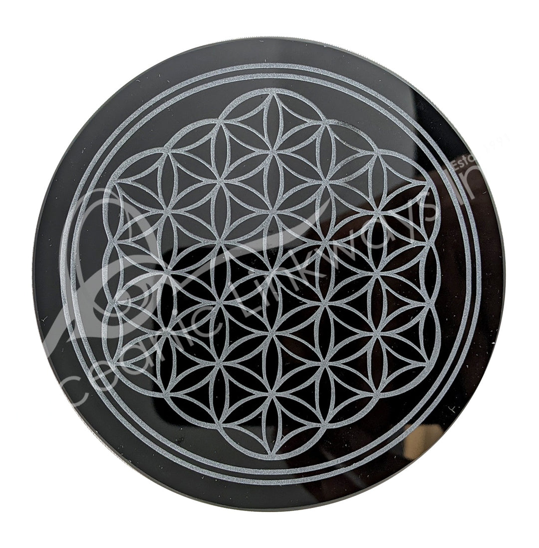 Black Obsidian Crystal Grid - Flower Of Life