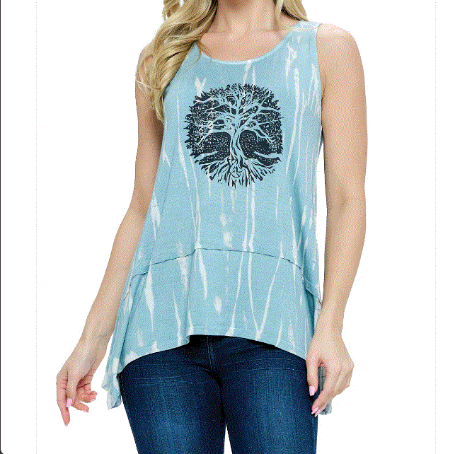 Yak & Yeti - Tree of Life Tie Dye Tank Top 23189