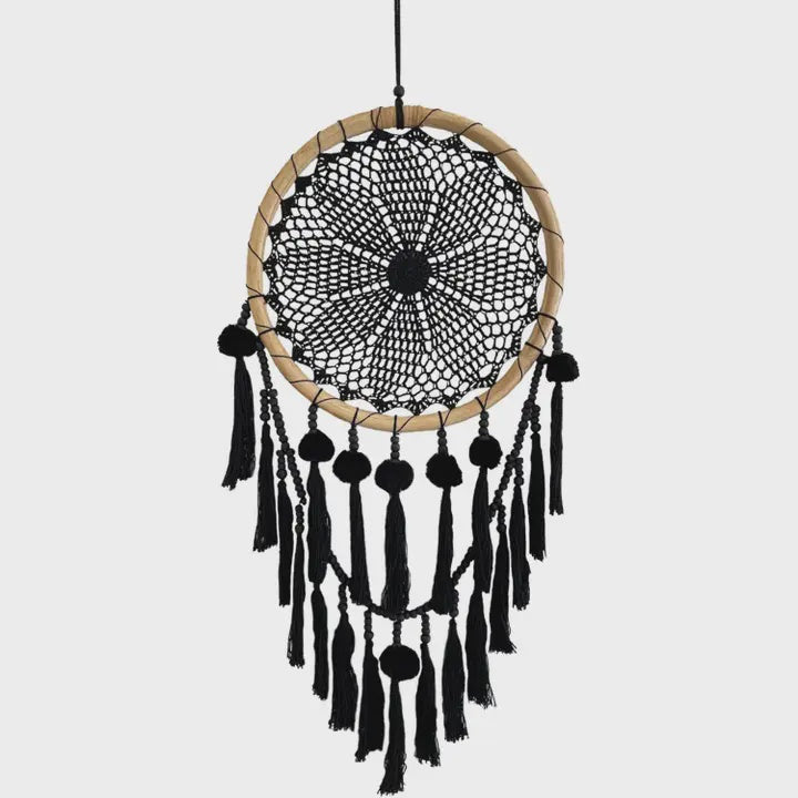 Boho Black Macrame Dreamcatcher