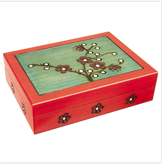 Blooming Plum Large Wooden Box AA-16