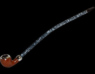 16in Gandalf Pipe - Black & White Marbled w/ Smooth Wood Grain