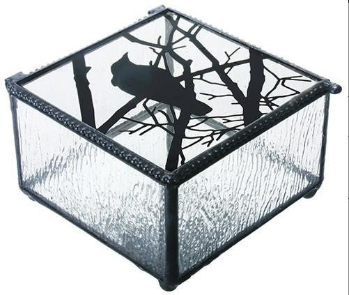 Raven Art Glass Box Y8510