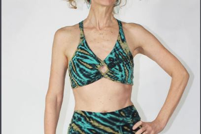 CARRIBEAN SEA BRALETTE Rayon Spandex Tie Dye Keyhole Bralette