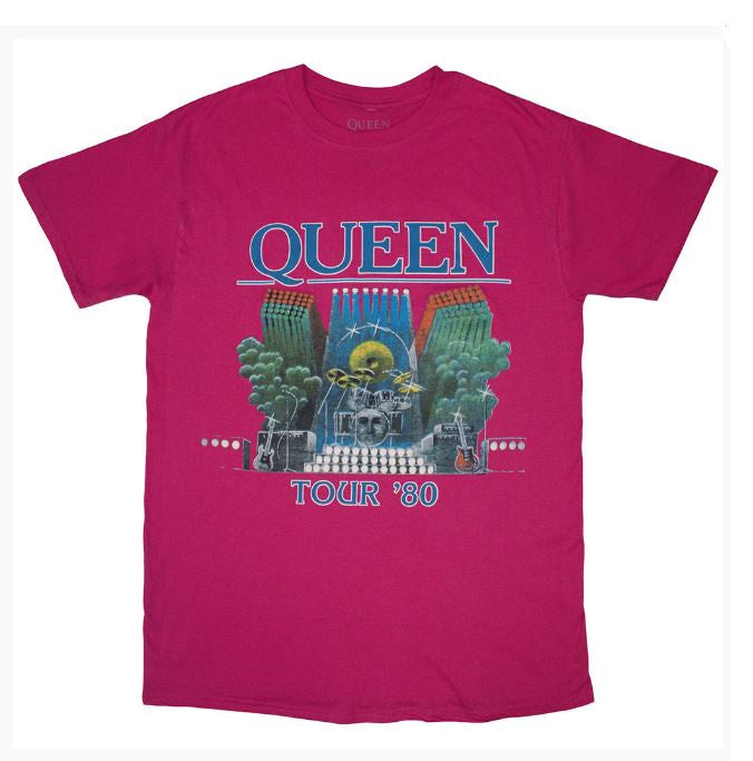 Queen Unisex T-Shirt - Tour '80 (Pink)