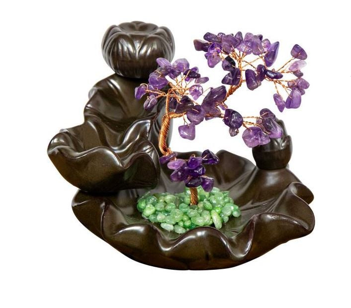 Ceramic Backflow Incense Holder - Gemstone Tree