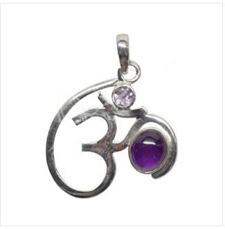 OM Sterling Silver Pendant w/2 Stones