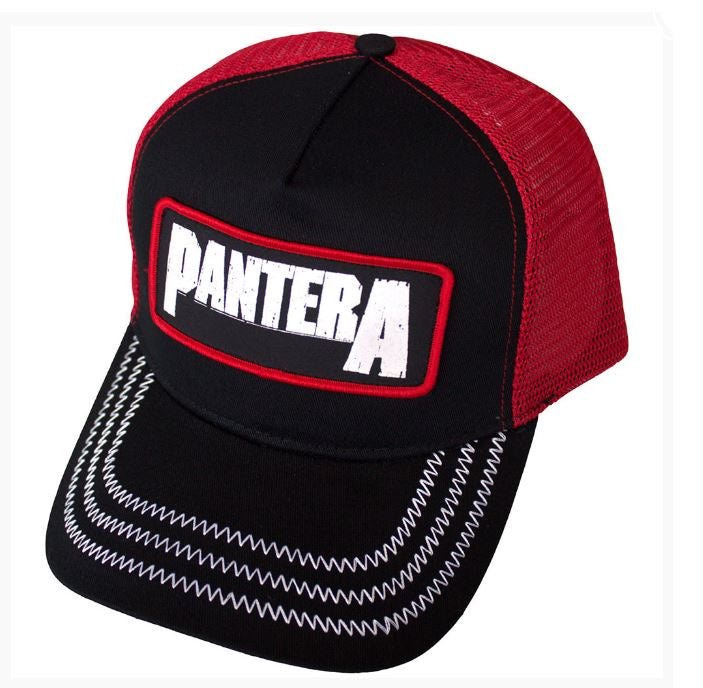 Pantera Unisex Mesh Back Cap - B&W Patch (Black & Red)