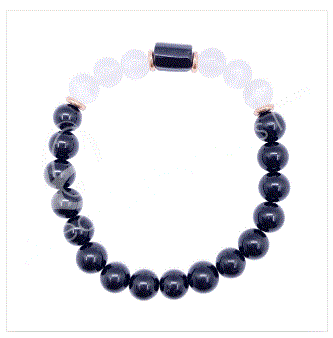 Oceanic - Black Tourmaline & Selenite Beaded Bracelet