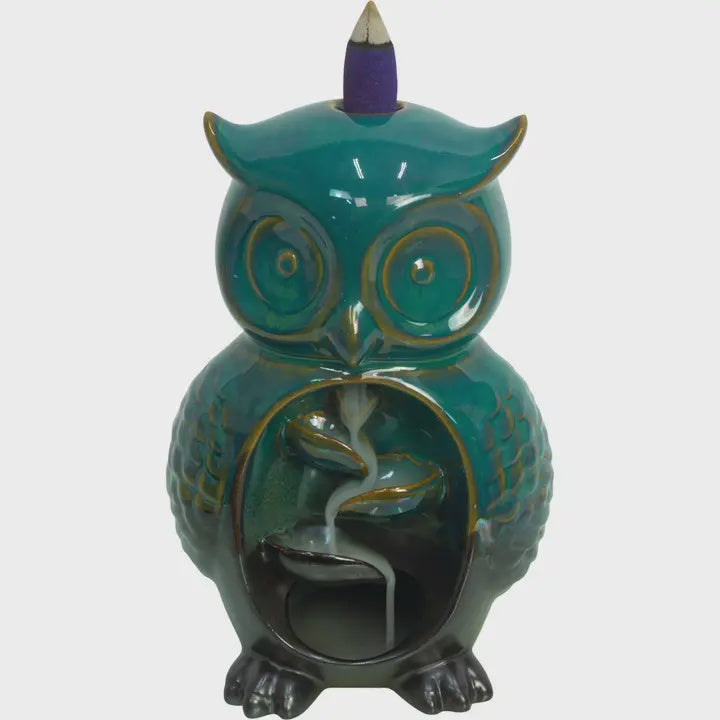 Ceramic Owl Cascading Backflow Incense Burner 89707