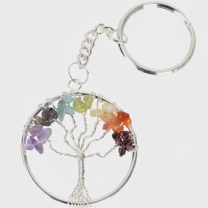 Tree of Life Gemstone Keychain - Assorted