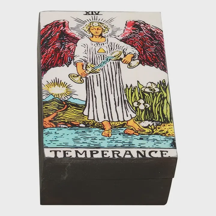 Wooden Tarot Card Box - Temperance