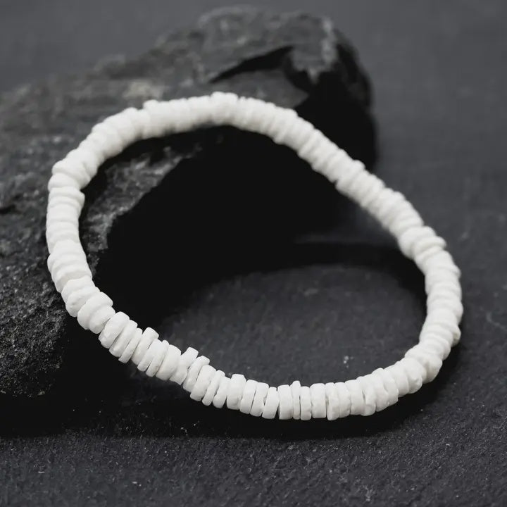 Stretch White Puka Shell Bracelet