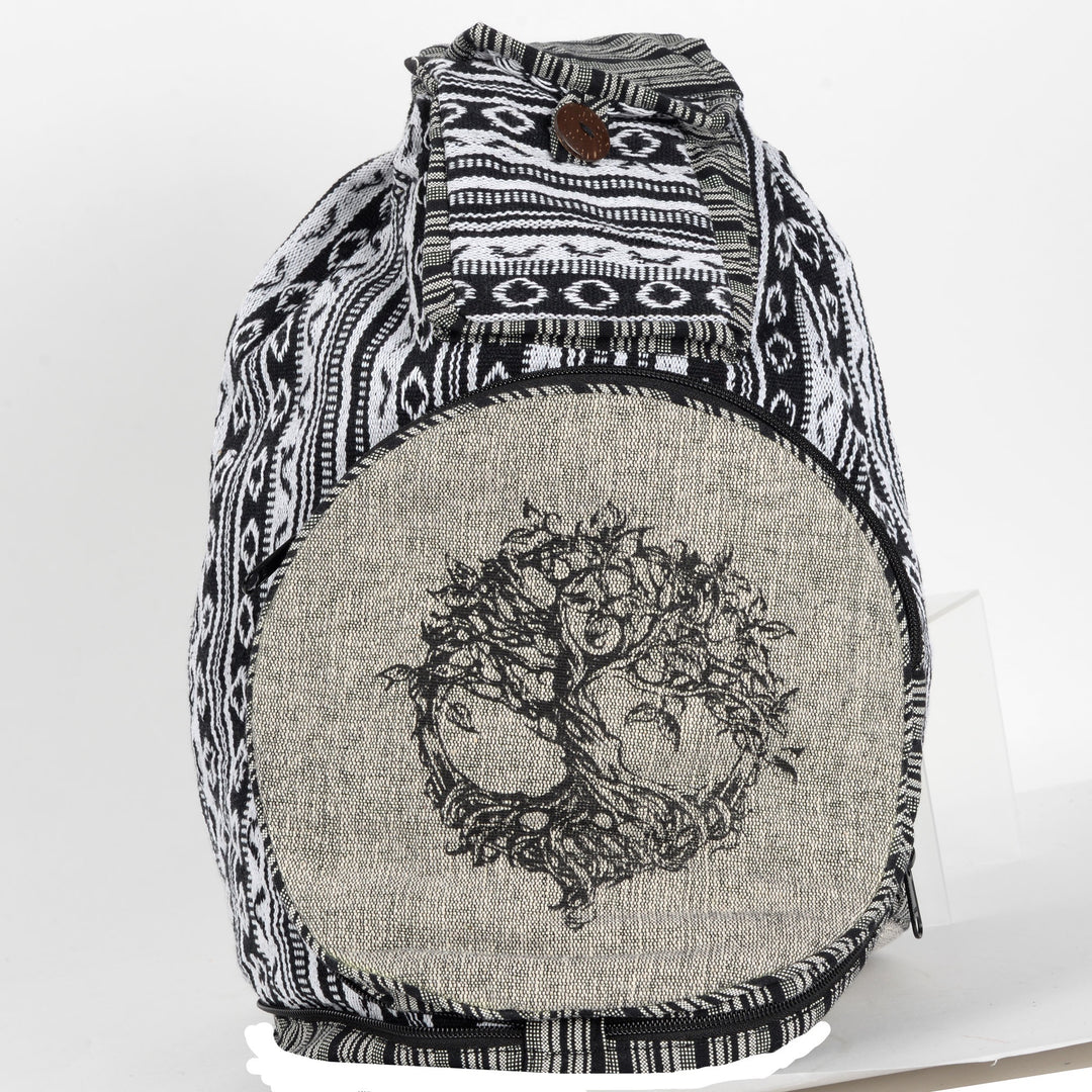 Black & White Convertible Backpack - Tree of Life