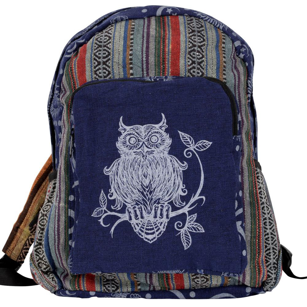 Stripe Owl Canvas Backpack