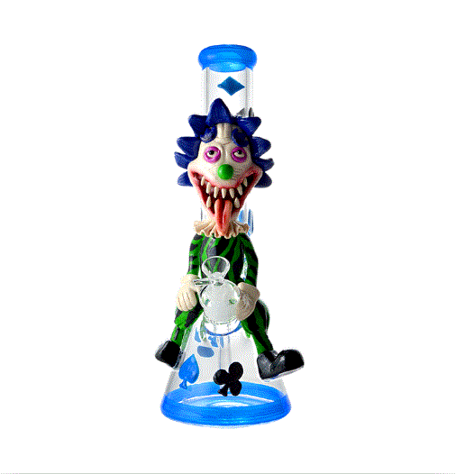 Skeye - 14" Glass Watervase 14mm Beaker Ice Pinch Polyresin - Crazy Clown - Glow in the Dark