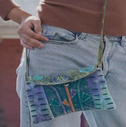 Handstitched Flowers Cotton Crossbody Bag
