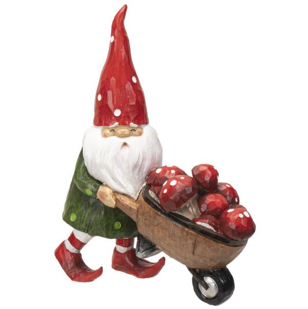 Gnome Pushing Wheelbarrow Statue 14780