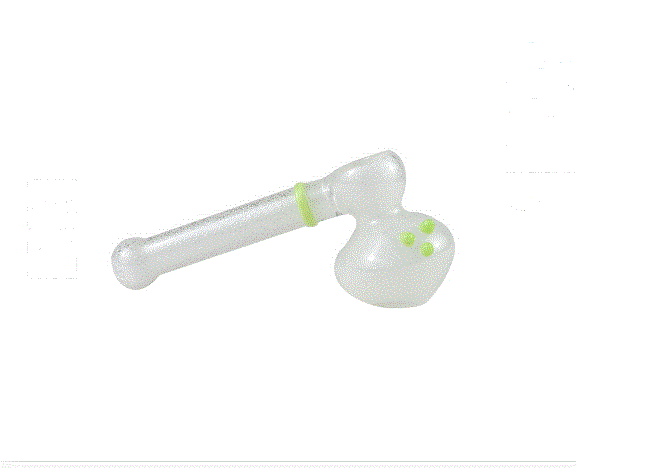 Glow N the Dark Glass Bubbler Hammer Pipe 6" GA5102