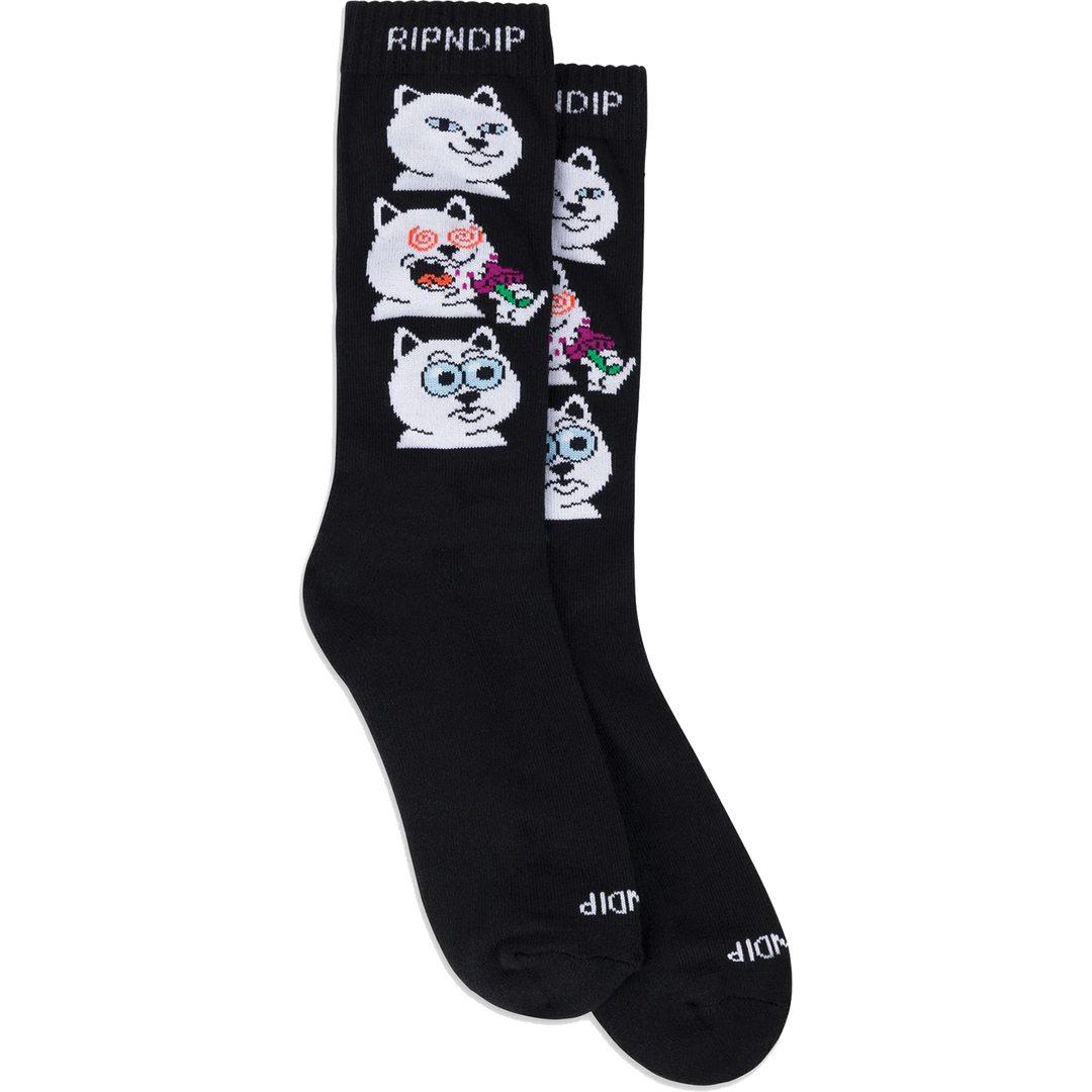 RIP N DIP SHROOM DIET CREW SOCK BLACK