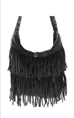 Big Stonewashed Fringe Crossbody Bag