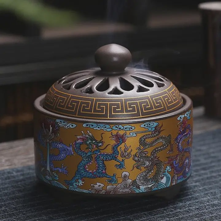 Ceramic/Enamel Incense Burner - Dragon 49996