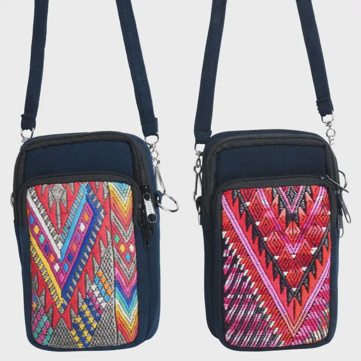 Embroidered & Suede Crossbody Phone Purse - Assorted