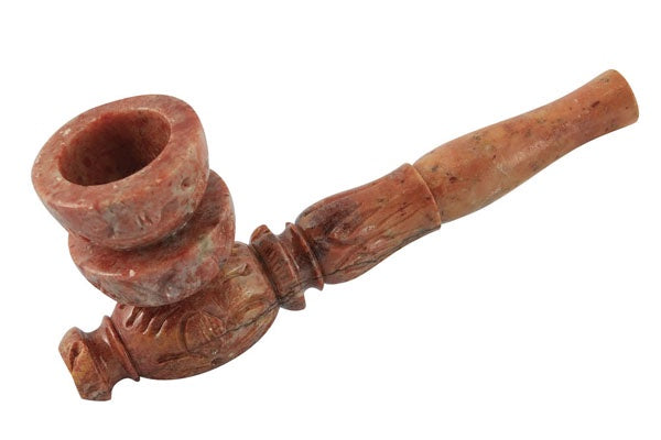 Carved Chimney Marbled Stone Pipe