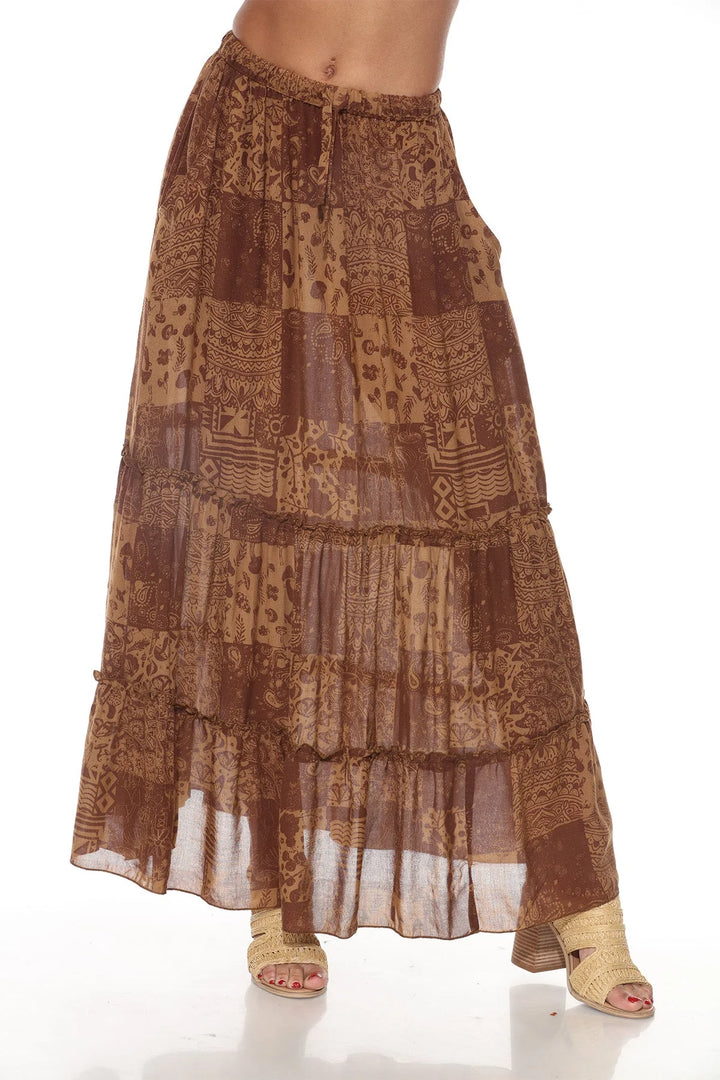Boho Patchwork Tiered Maxi Skirt