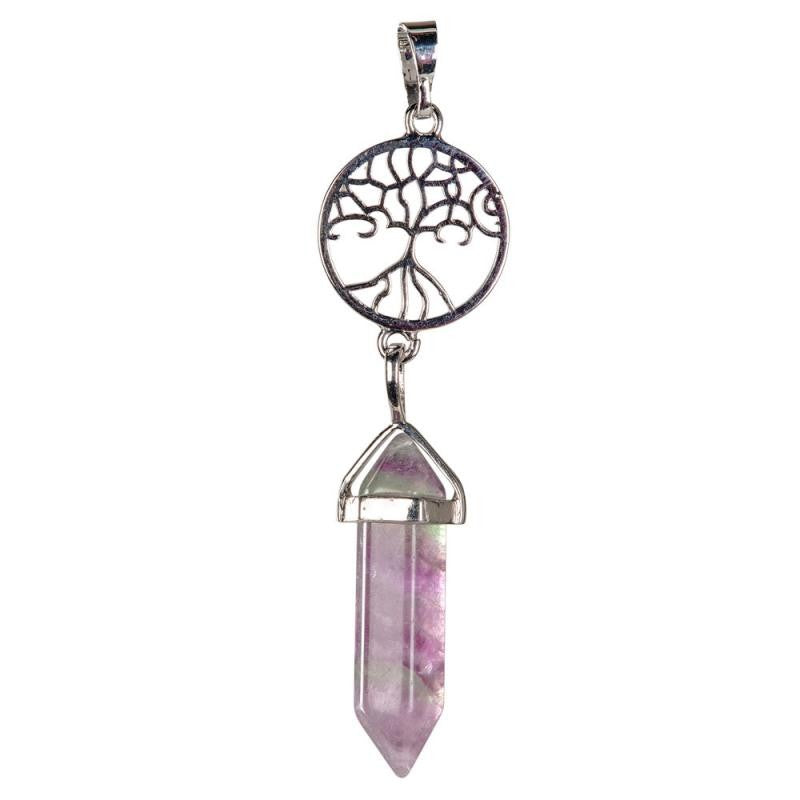 Tree of Life Rose Quartz Point Pendant