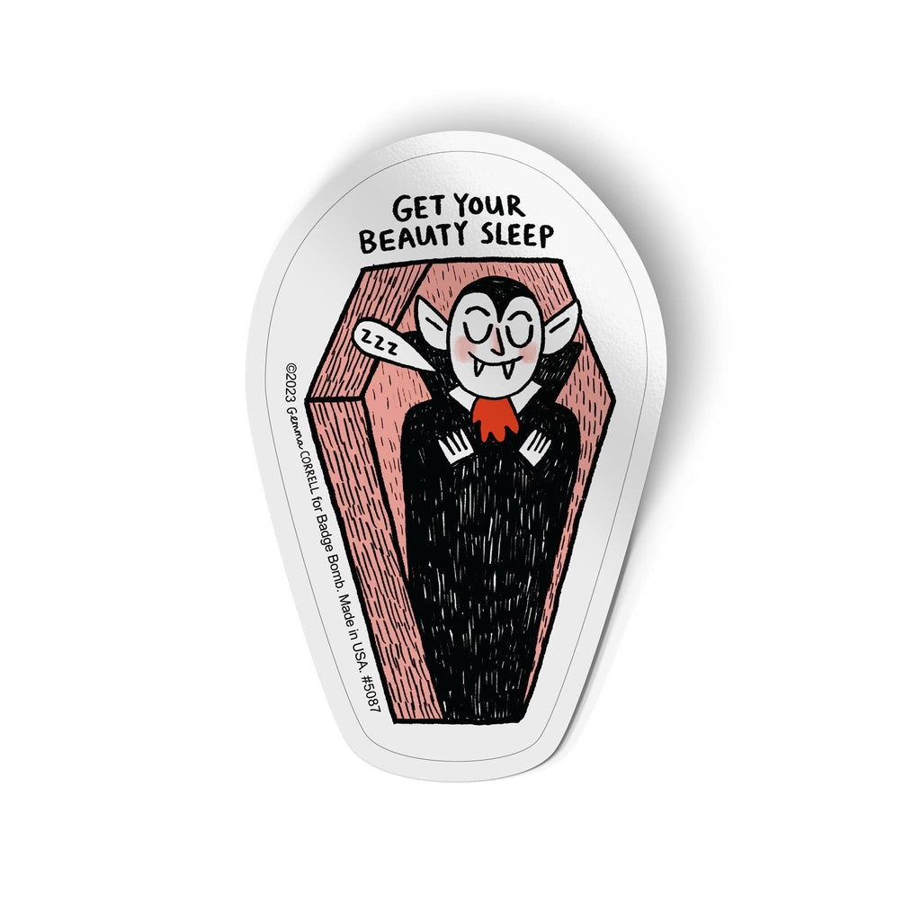 Badge Bomb - Beauty Sleep Vampire Coffin Sticker
