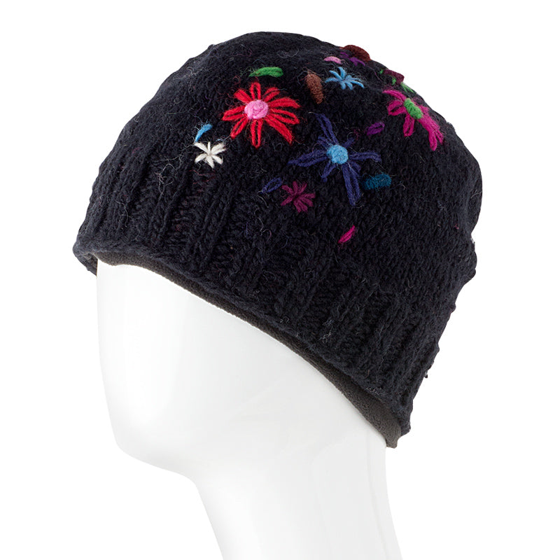 Wool Hat w/Flowers - Assorted Colors